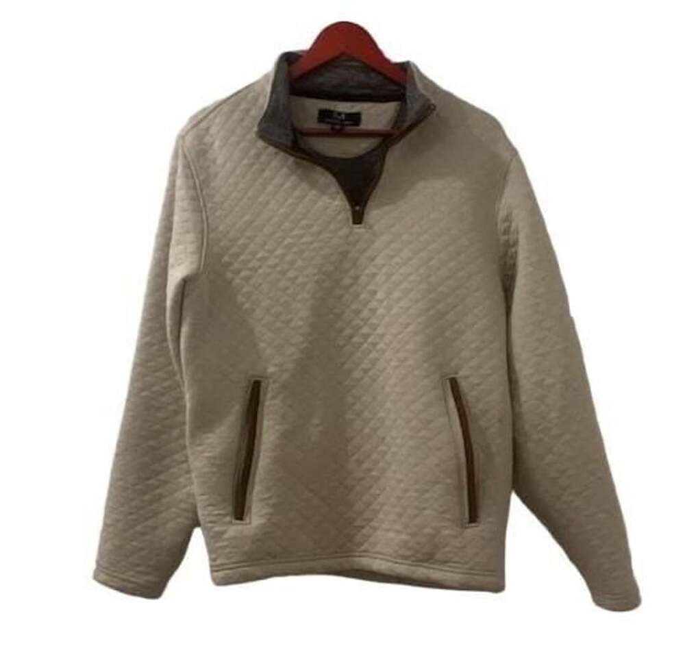 Magaschoni Quilted Quarter Zip Pullover Size M Beige